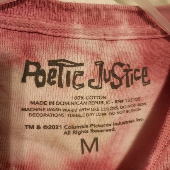 Poetic Justice Tupac Cropped Pink Tie Dye Short Sleeve Tee Sz M -spot upper back - Picture 8 of 8